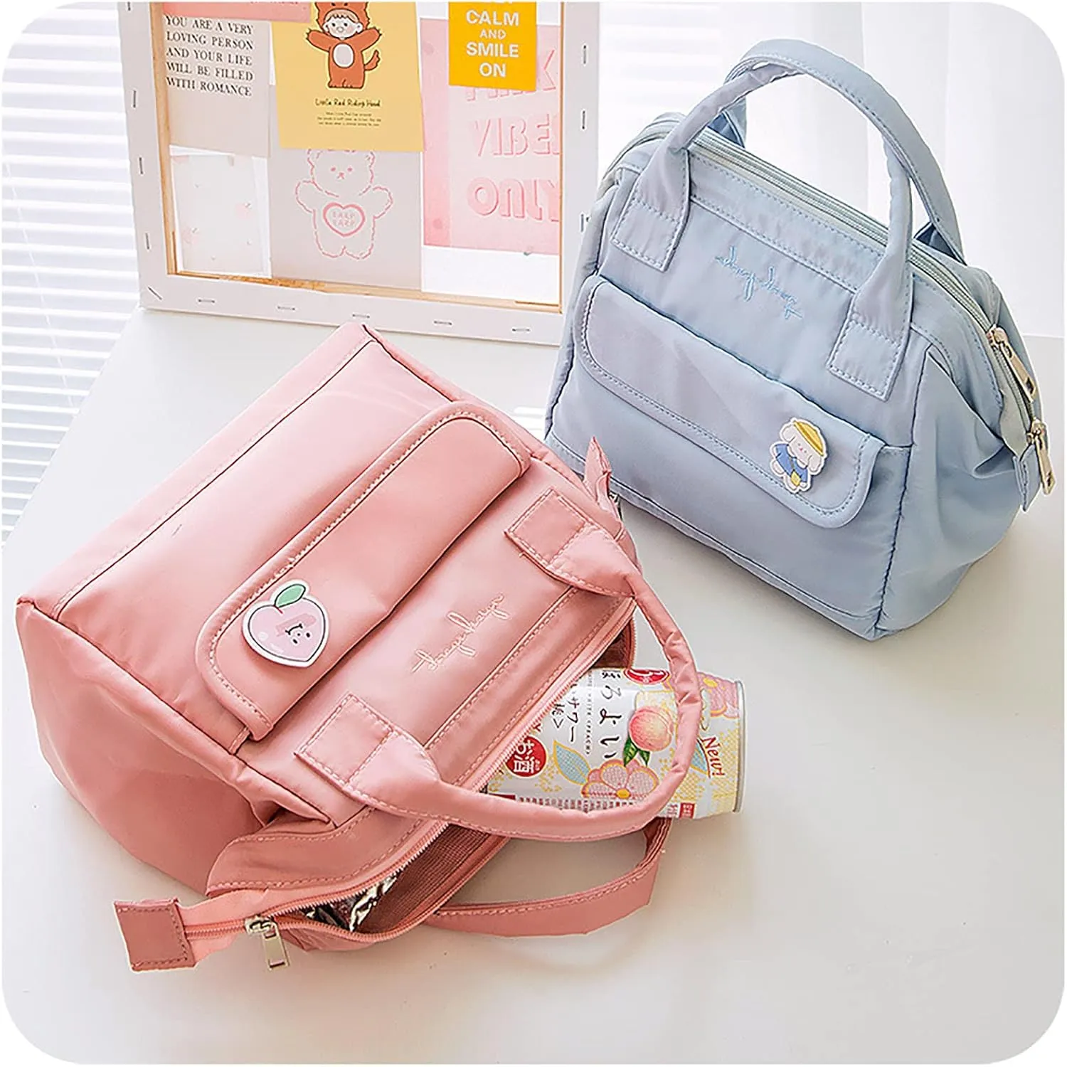 𝗞𝗮𝘄𝗮𝗶𝗶 𝗟𝘂𝗻𝗰𝗵 𝗕𝗮𝗴, Large Picnic Bag, Insulated Bag for Hot or Cold, Reusable Tote Bag, 𝗖𝘂𝘁𝗲 𝗔𝗲𝘀𝘁𝗵𝗲𝘁𝗶𝗰 𝗟𝘂𝗻𝗰𝗵 𝗕𝗮𝗴 for Women, Thermal/Cooler Handbag