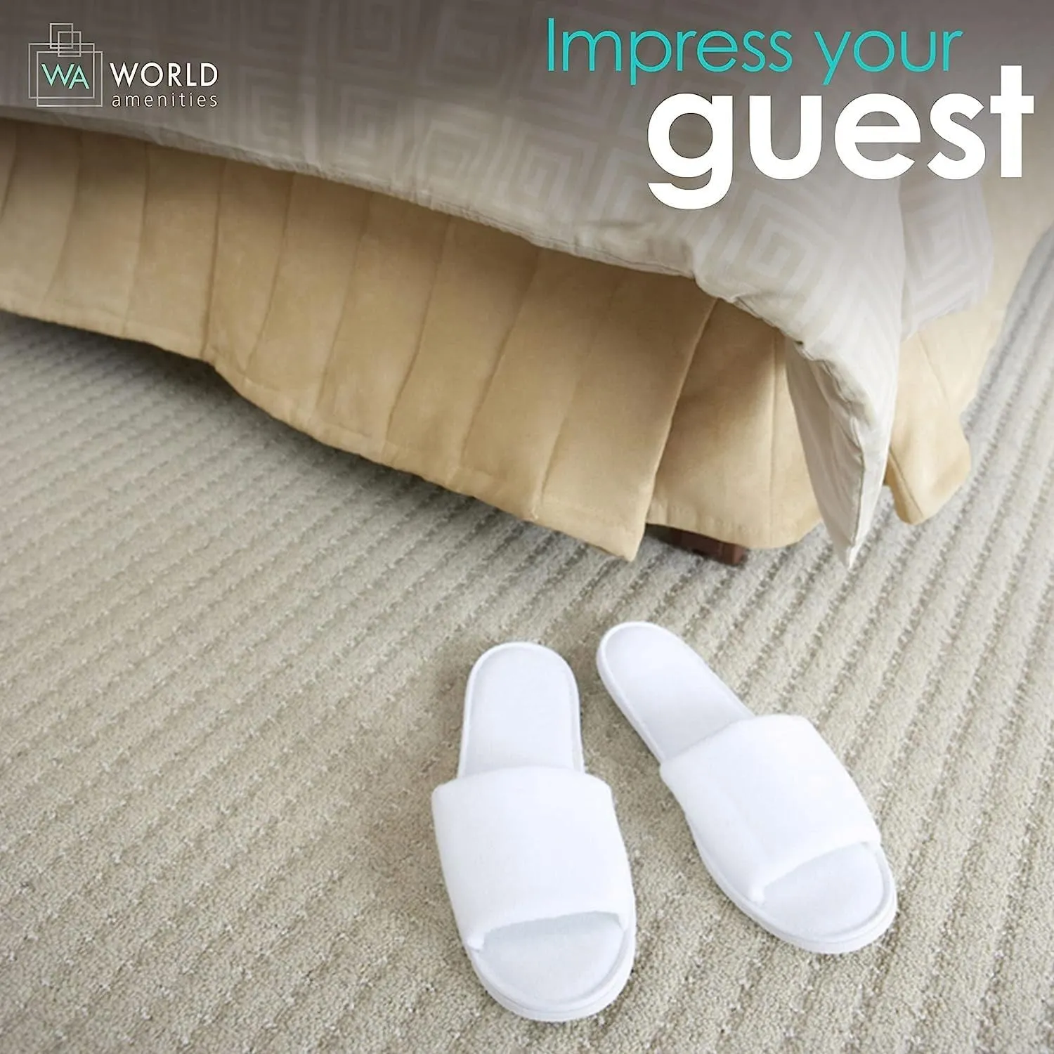 | Premium Spa Slippers Bulk Unisex | Open Toe, Individually Wrapped | Hotel Slippers Travel Amenities Ultra Soft, Disposable Guest Slippers