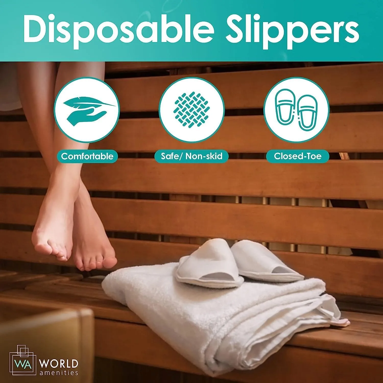 | Premium Spa Slippers Bulk Unisex | Open Toe, Individually Wrapped | Hotel Slippers Travel Amenities Ultra Soft, Disposable Guest Slippers