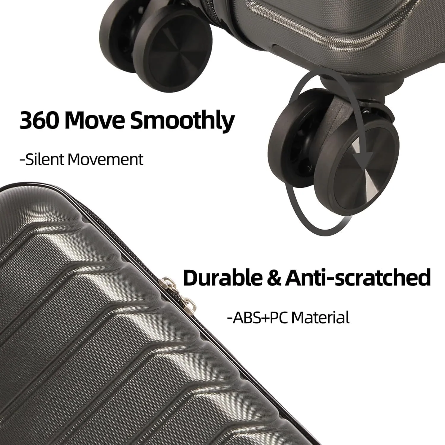 1 Piece Carry on Luggage ABS PC Hardshell TSA Lock Aluminum Trolley Spinner Wheels (Dark Grey, 1 Piece)