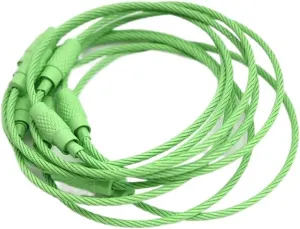 10-20pcs Keychain Tag Rope Stainless Steel Wire Cable Rope Keychain Screw Lock Gadget Ring Keyring DIY Handmade Fittings (Color : Light Green, Size : 10PCS_15CM Long)
