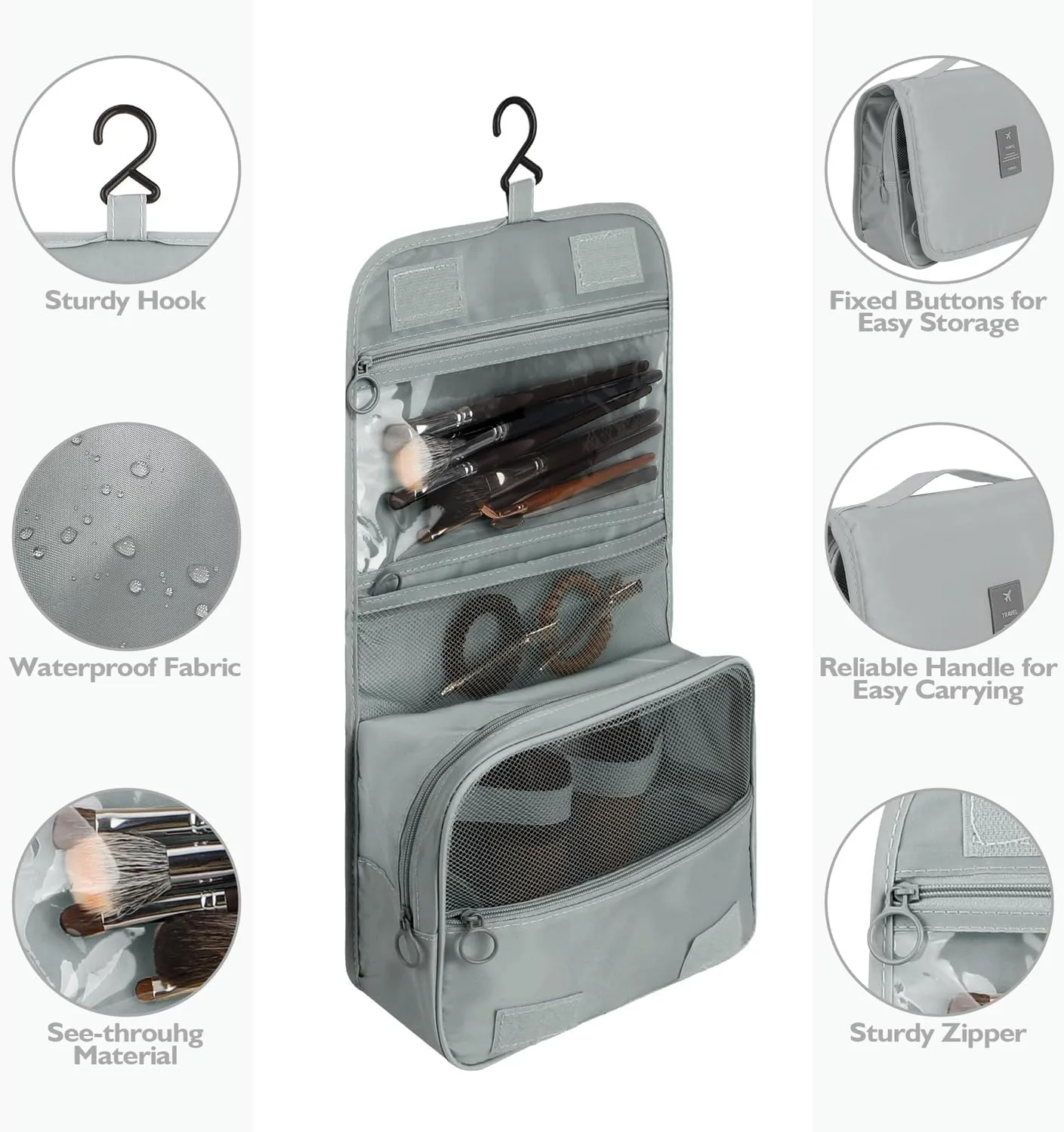 10 Set Packing Cubes - Grey Travel Cubes for Packing Suitcase Organizer with Toiletry Bag Mesh Breathable Luggage Organizer Bags Travel Essentials
