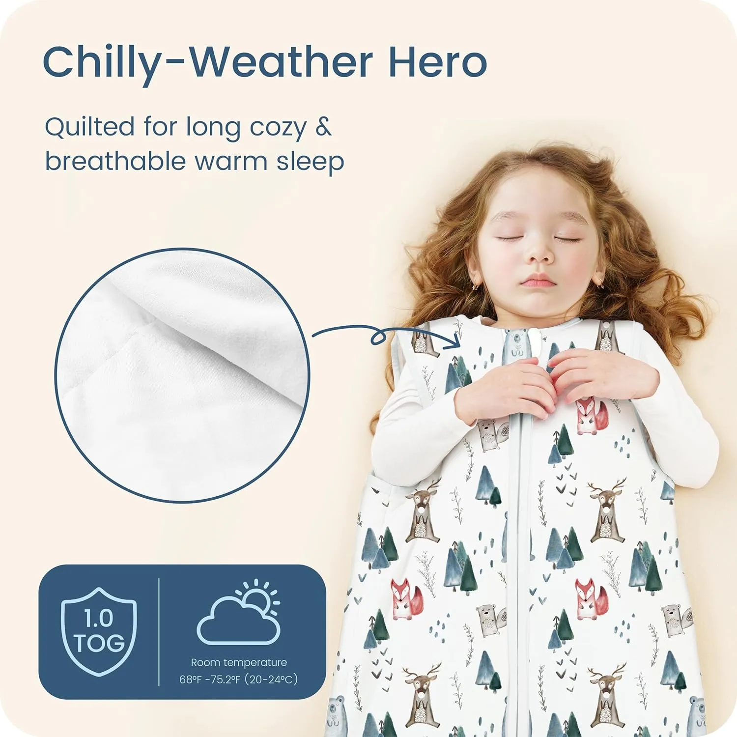 1.0 TOG Sleep Sack 6-12-15 Months, Baby Sleep Sack with Sleeveless, Cozy Premium Baby Wearable Blanket with 2-way Safe Zipper All Season Sleeping Bags, 1-pack
