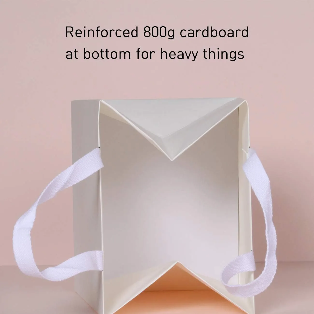 10pcs 11.8x9x11.8" (8) Square Large Size, White Wide-bottom Gift Bags, Sturdy Durable Paper Bags for Flower Lunch Cake Box