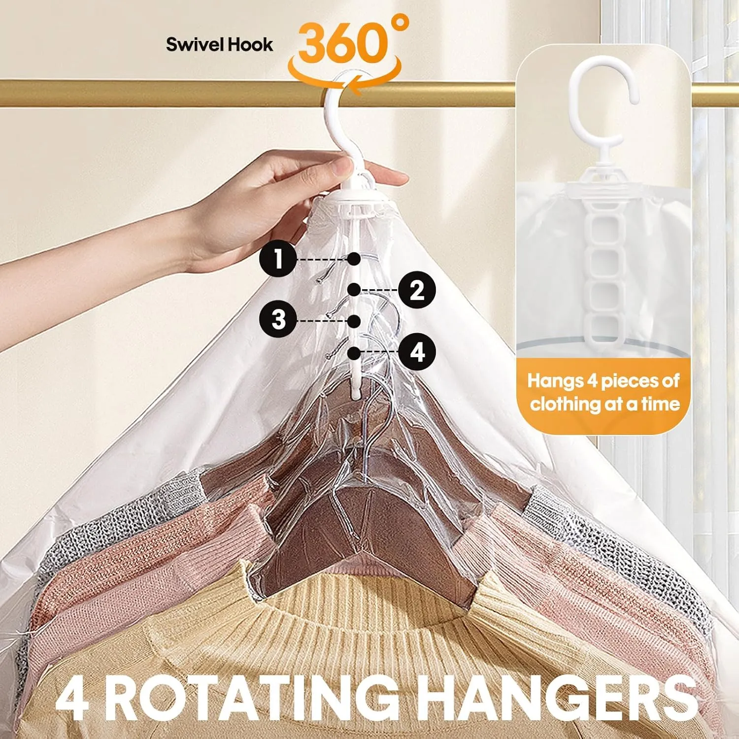 13Pcs Vacuum Storage Bags for Clothes, 10 Vacuum Seal Bags (1Jumbo,3Large,3Medium,3Small) 3 Hanging Clothes Storage Bags Vacuum Sealed(Large, Medium, Small), 80% Space Saver Bags for Home Essentials