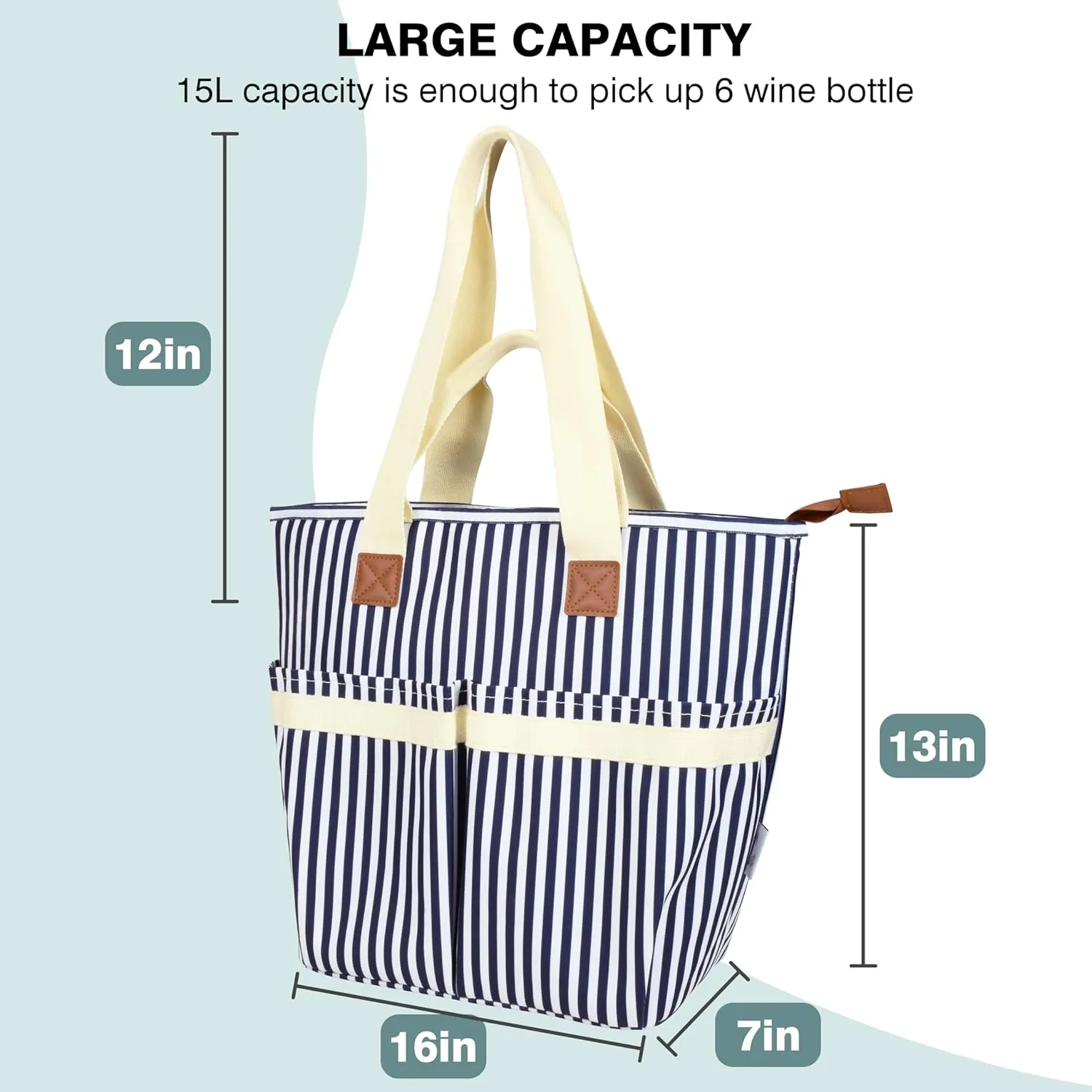 15L Insulated Cooler, Collapsible Soft Cooler Tote, Leakproof Reusable Grocery Picnic Bag, Gift Ideas for Travel
