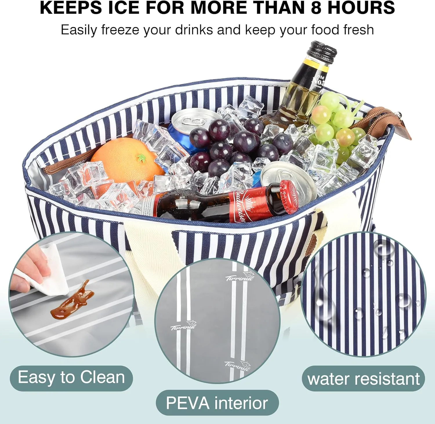 15L Insulated Cooler, Collapsible Soft Cooler Tote, Leakproof Reusable Grocery Picnic Bag, Gift Ideas for Travel