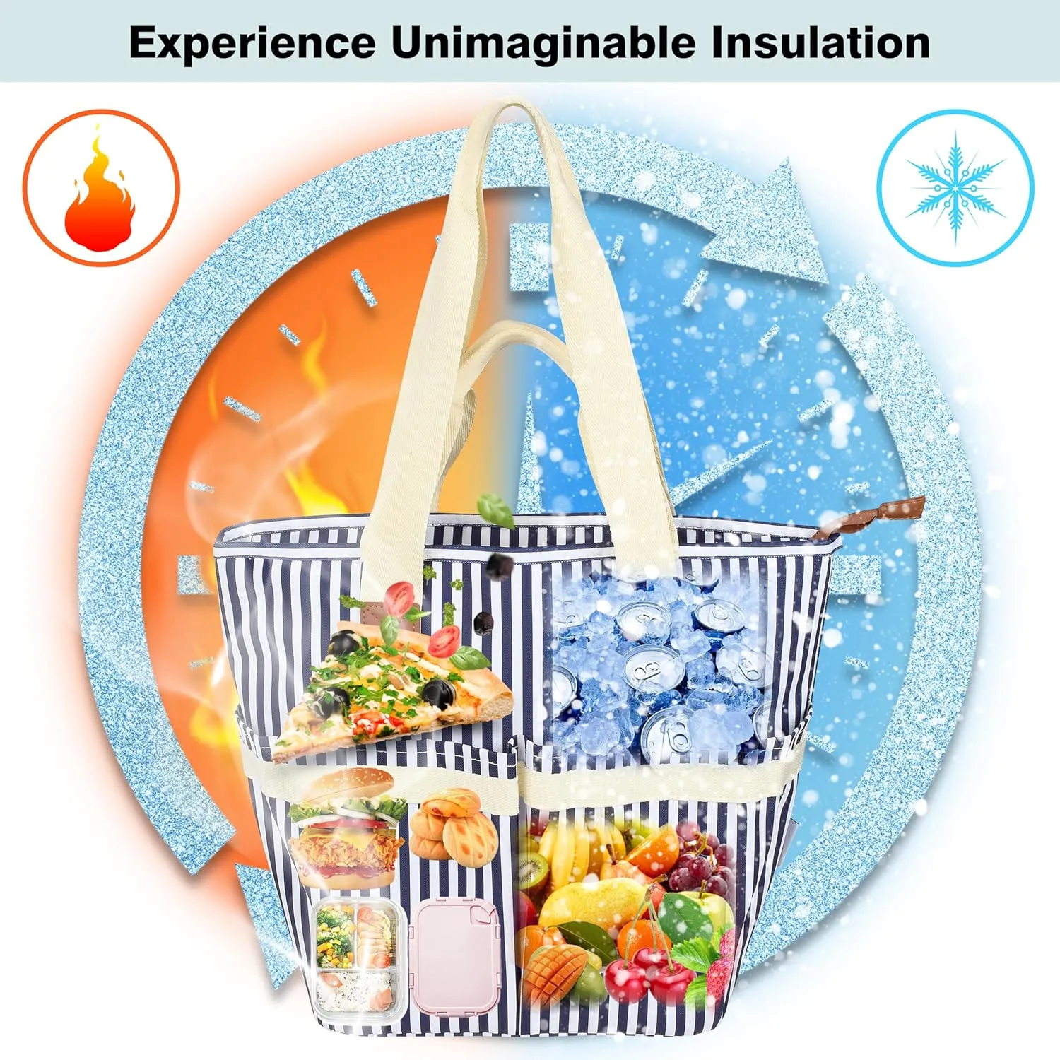15L Insulated Cooler, Collapsible Soft Cooler Tote, Leakproof Reusable Grocery Picnic Bag, Gift Ideas for Travel