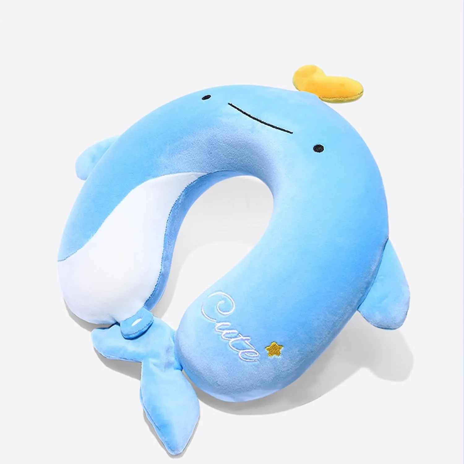 2-in-1 Deformable Kids Adult Neck Pillow for Traveling Soft U-Shaped Pillow with Adorable Animal Design Comfy Sleep Travel Accessories for Car Airplane Traveling（Whale）