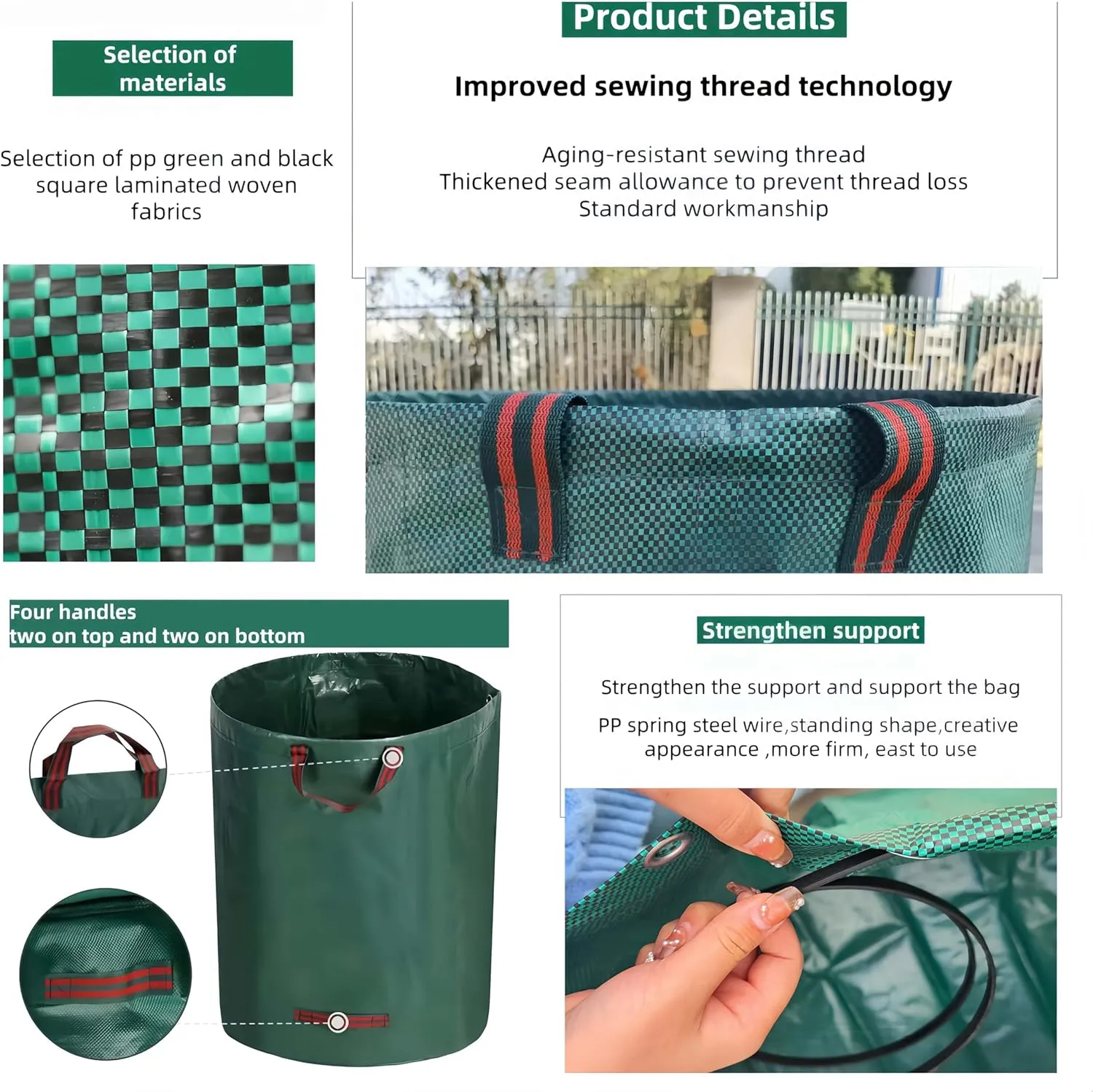 2-Pack 72-Gallon Yard Leaf Polypropylene Bags, 26-Inch Diameter & 33-Inch Height, with 1 Pair Gloves, Rip-Resistant & Reusable, Multifunctional for Yard/Laundry/Camping