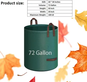 2-Pack 72-Gallon Yard Leaf Polypropylene Bags, 26-Inch Diameter & 33-Inch Height, with 1 Pair Gloves, Rip-Resistant & Reusable, Multifunctional for Yard/Laundry/Camping