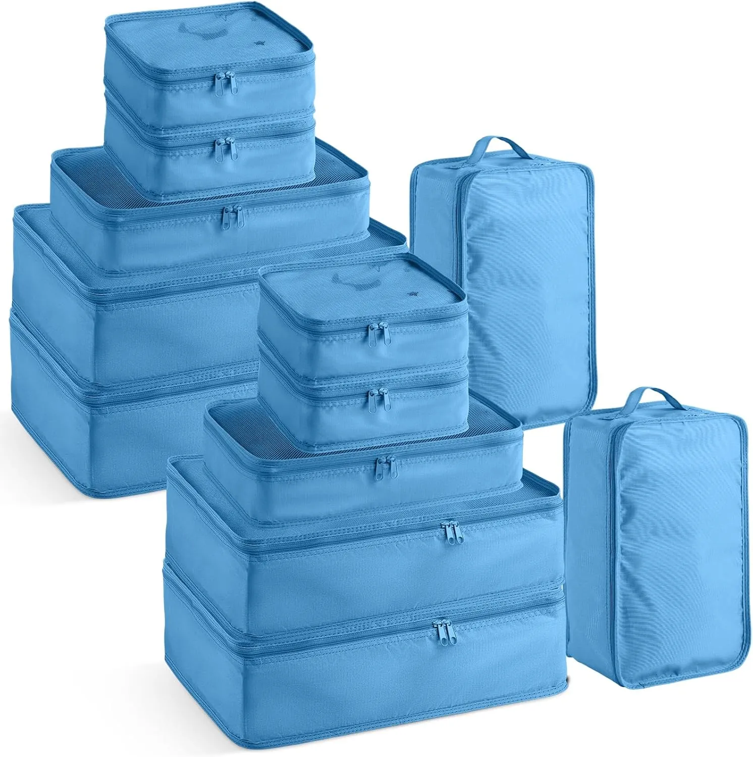 2 Packs 6 Set Travel Packing Cubes Luggage Organizer Set Lightweight Suitcase Organizer Bags with Shoe Bag Travel Packing Organizers for Clothes Cosmetic Toiletries Travel Accessories