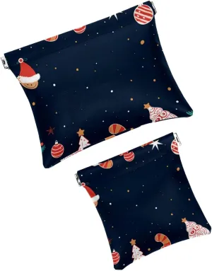 2 PCS Faux Leather Pocket Box, Small Makeup Pouch Purse, Self-Closing Makeup Pouch for Women, Multi-functional Shrapnel Storage Bag, Christmas Elk Santa Claus Cartoon
