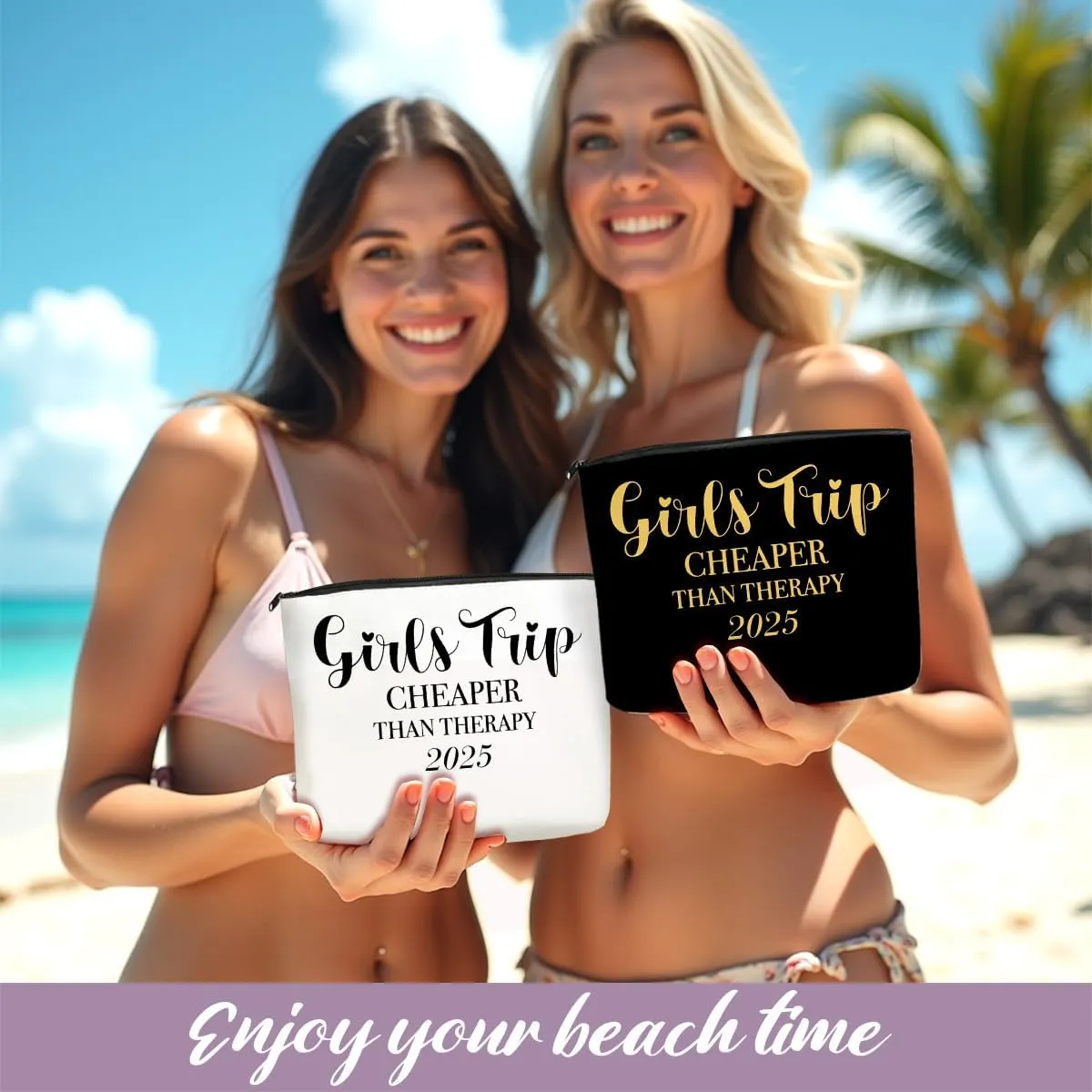 2 PCS Girls' Trip Favors - Weekend Gifts for Women & Friends - Makeup Bag & Cosmetic Bags - Weekender Bag for Women & Sisters