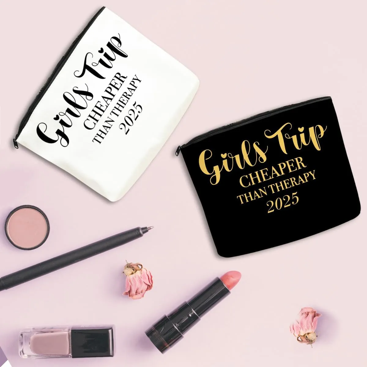 2 PCS Girls' Trip Favors - Weekend Gifts for Women & Friends - Makeup Bag & Cosmetic Bags - Weekender Bag for Women & Sisters