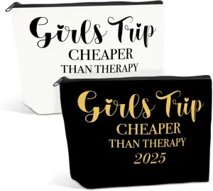 2 PCS Girls' Trip Favors - Weekend Gifts for Women & Friends - Makeup Bag & Cosmetic Bags - Weekender Bag for Women & Sisters
