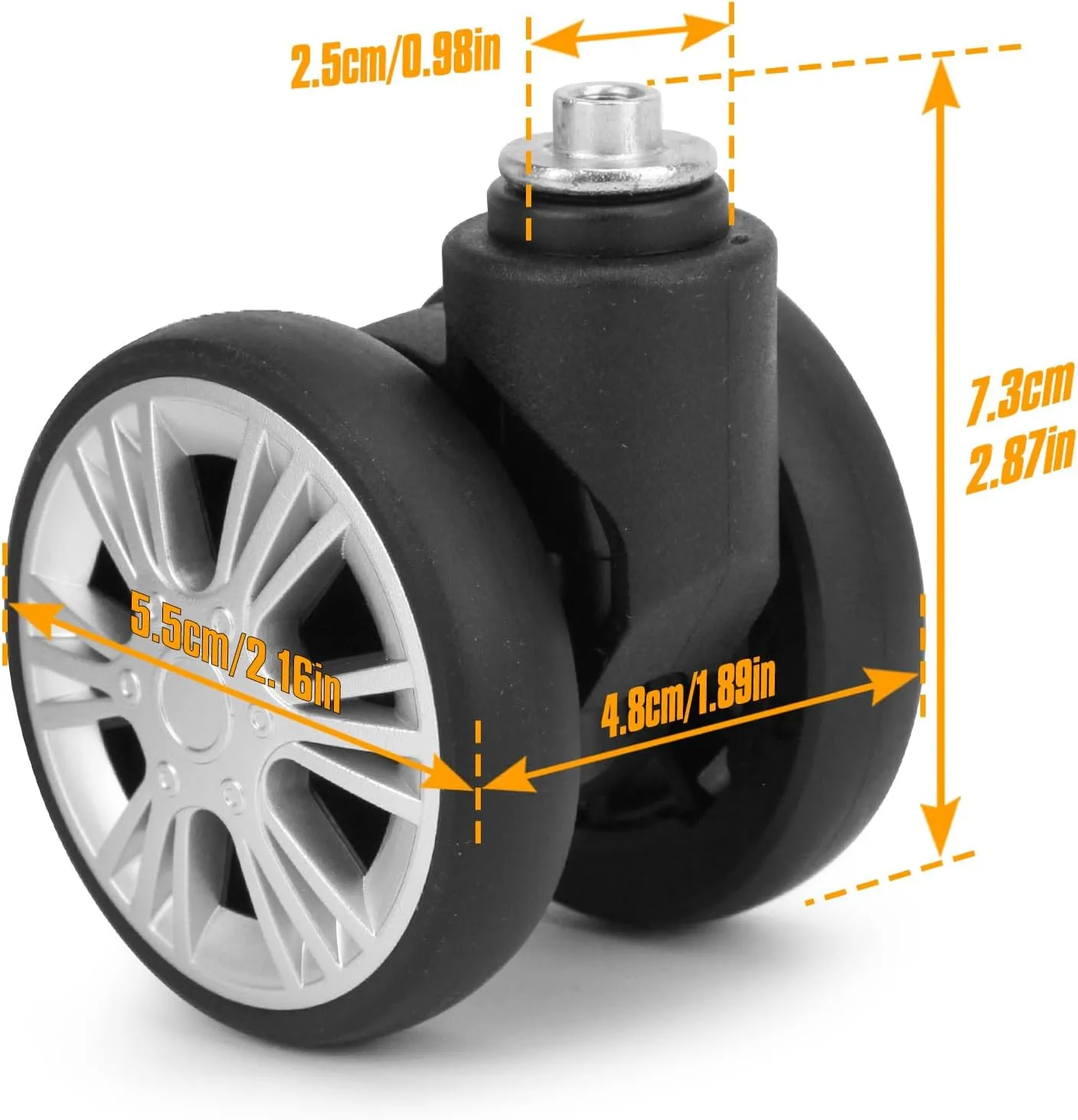 2-Pcs Luggage Wheel Replacement, Suitcase Wheels Plastic for DIY Repair, Spinner Wheels Mute 360 Degree Rotation, LN52, Grey