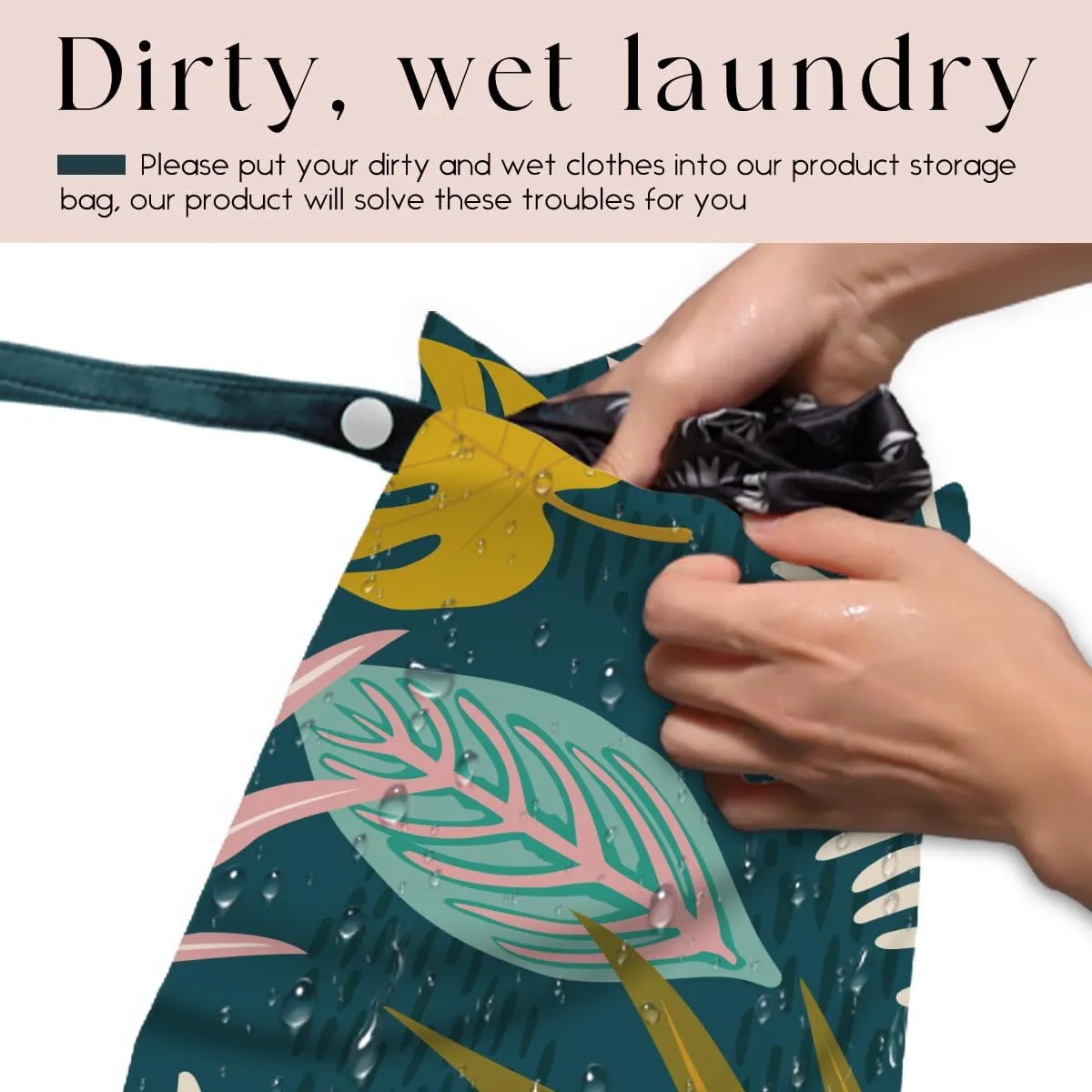 2 Pcs Wet Bag, Waterproof Wet Dry Bag, Small Laundry Bag, for Swimsuit, Pool, Travel, Beach, Diapers, Dirty Yoga Gym Clothes, Makeup Bags for Travel, Tropical Palm Leaves Decor Jungle