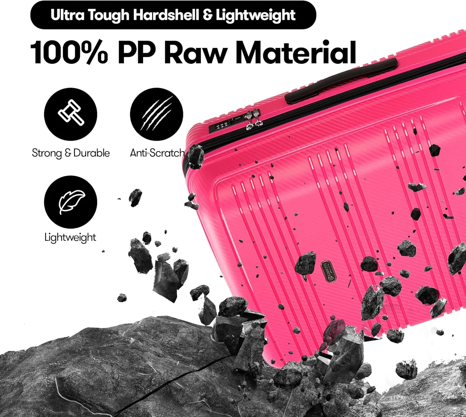 20 inch Carry On Luggage 22x14x9 Airline Approved PP Expandable Hard Shell Suitcase with Spinner Wheels Tsa Lock, Dark Pink