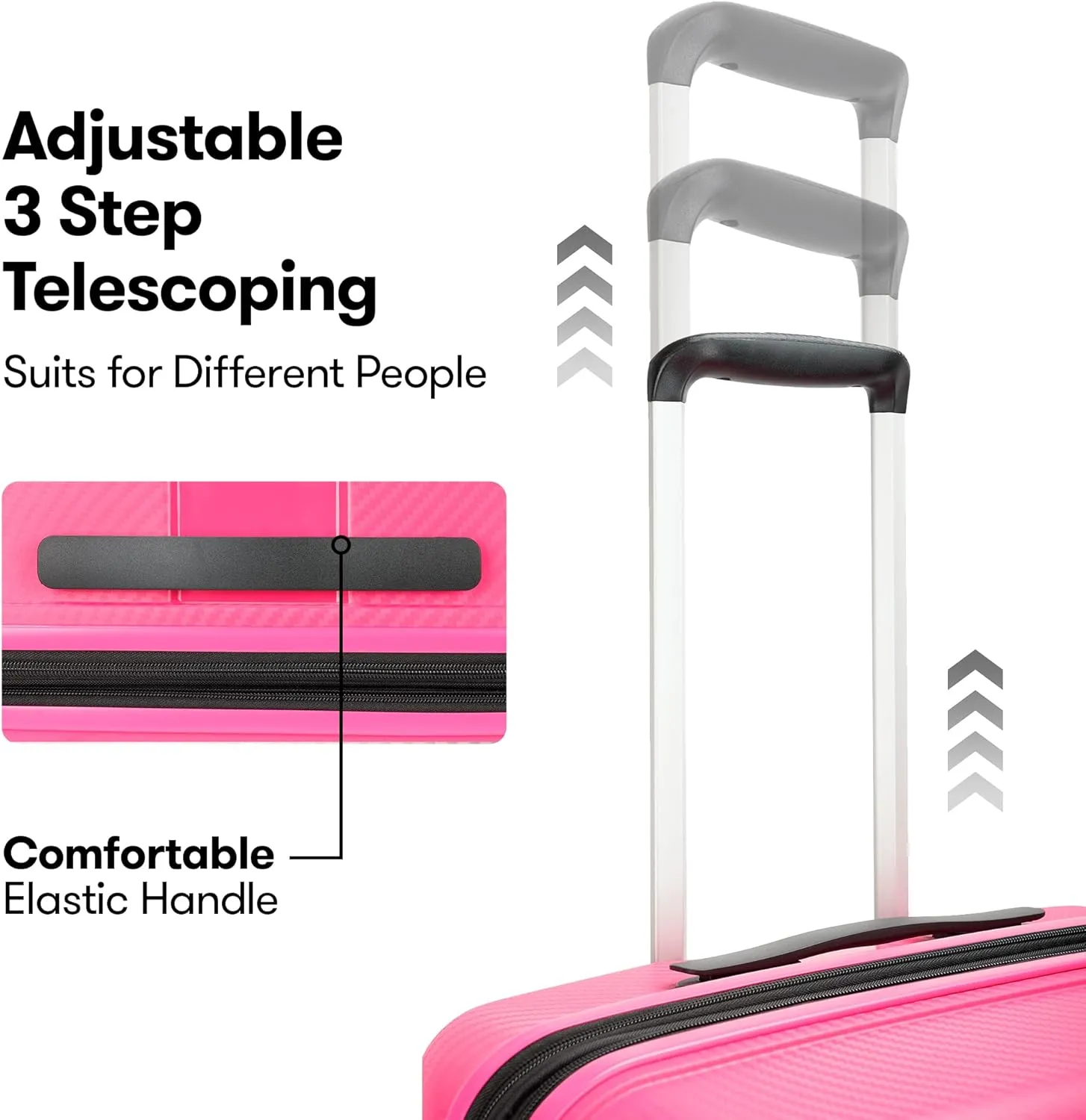 20 inch Carry On Luggage 22x14x9 Airline Approved PP Expandable Hard Shell Suitcase with Spinner Wheels Tsa Lock, Dark Pink