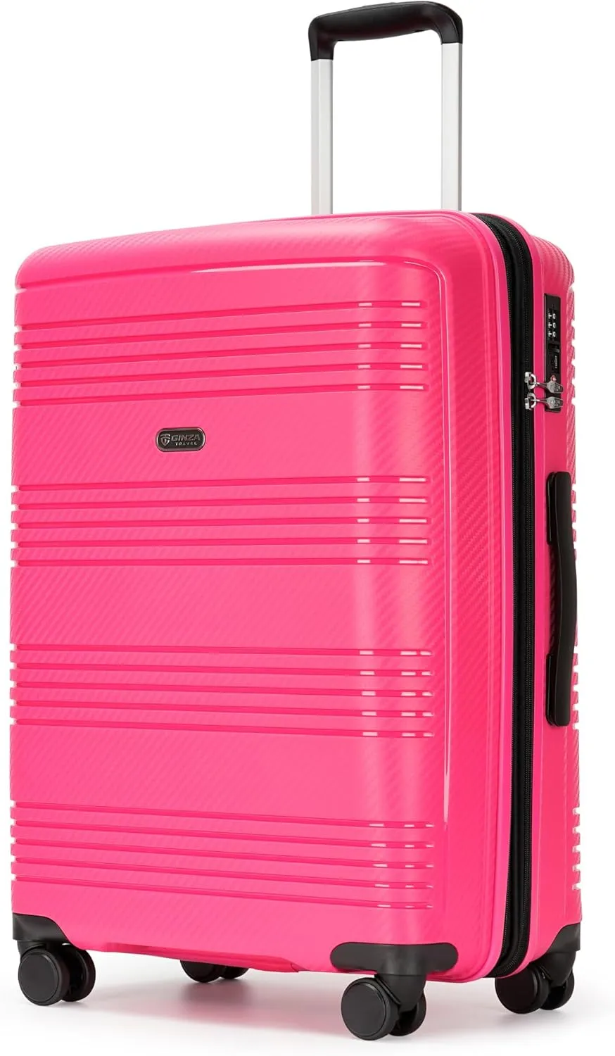 20 inch Carry On Luggage 22x14x9 Airline Approved PP Expandable Hard Shell Suitcase with Spinner Wheels Tsa Lock, Dark Pink