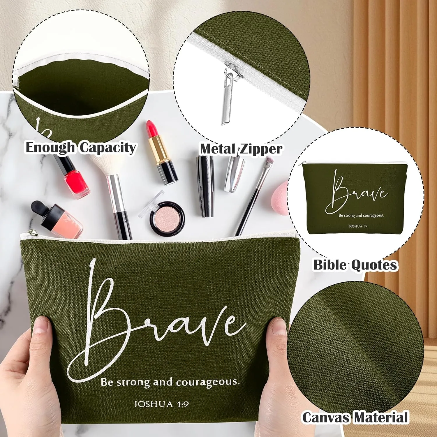 20 Pcs Christian Gifts for Women Religious Makeup Bags Canvas Inspirational Bible Verse Pencil Pouch with Zipper Church Cosmetic Bags for Mom Travel Employee(Neutral,Bible Words)