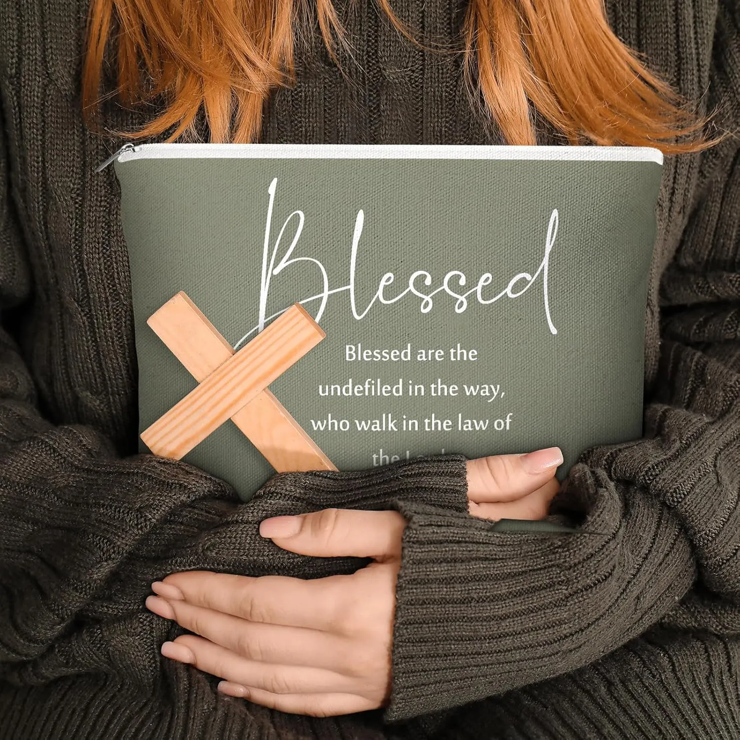 20 Pcs Christian Gifts for Women Religious Makeup Bags Canvas Inspirational Bible Verse Pencil Pouch with Zipper Church Cosmetic Bags for Mom Travel Employee(Neutral,Bible Words)