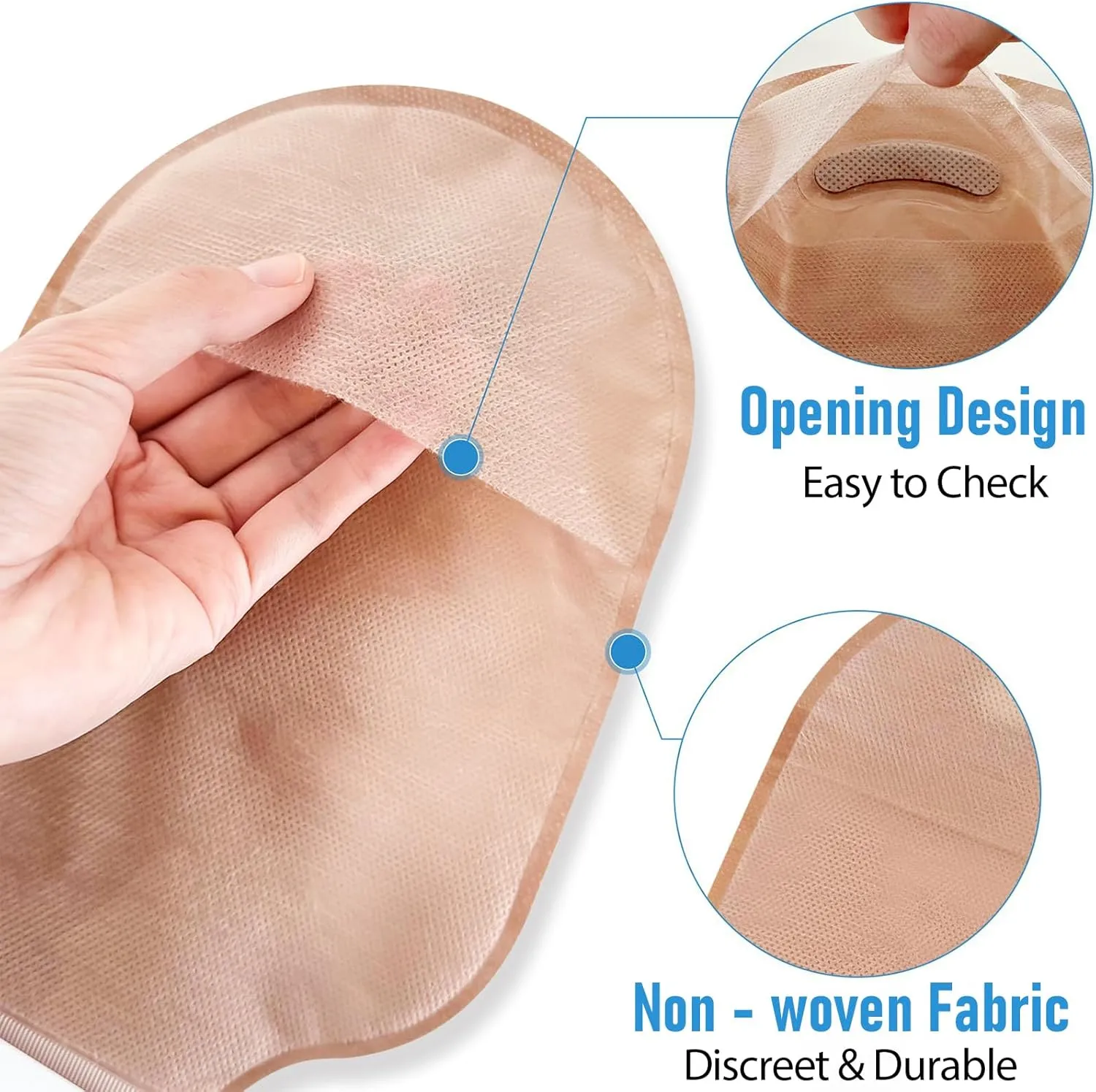20 PCS Colostomy Bags, One - Piece Ostomy Bags, Ostomy Supplies, Ostomy Drainable Pouch for Ileostomy Stoma Care, 15-60mm Cut to Fit, Hook & Loop Closure