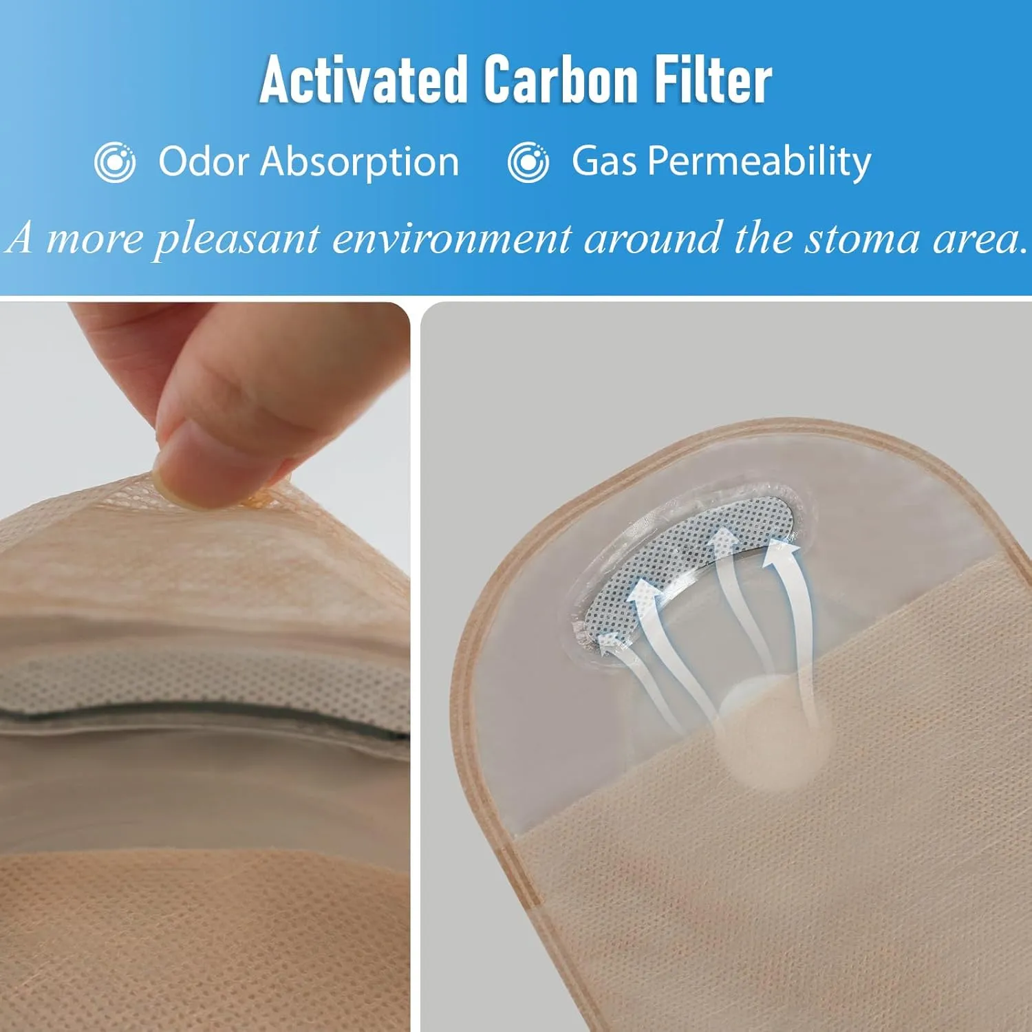 20 PCS Colostomy Bags, One - Piece Ostomy Bags, Ostomy Supplies, Ostomy Drainable Pouch for Ileostomy Stoma Care, 15-60mm Cut to Fit, Hook & Loop Closure