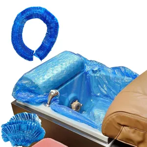 200-Count Blue Disposable Spa Chair Liners, 48" x 48" x 9.5 Mic, Elastic Bags for Pedicure and Foot Soak, Fits Most Salon Chair Tubs, Hygienic and Easy to Use