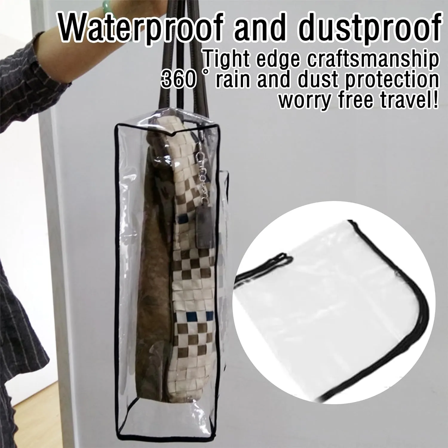 2025 Handbag Raincoat Transparent PVC Handbag Rain Cover For Outdoor Trips And Tours For Handbags And Tote Bags (square)