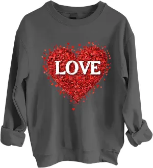 2025 Sweatshirt for Women Trendy Long Sleeve Heart Printed Tops Going Out Beach Playing Casual Blouses