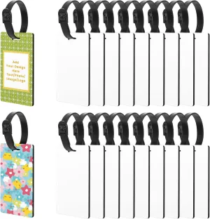 20pcs Sublimation Blanks Luggage Tags with Strap, White Blank Backpack Travel Bag Baggage Tags Double Sided Rectangle Name ID Card Label Tag Perfect to Quickly Spot Luggage Suitcase