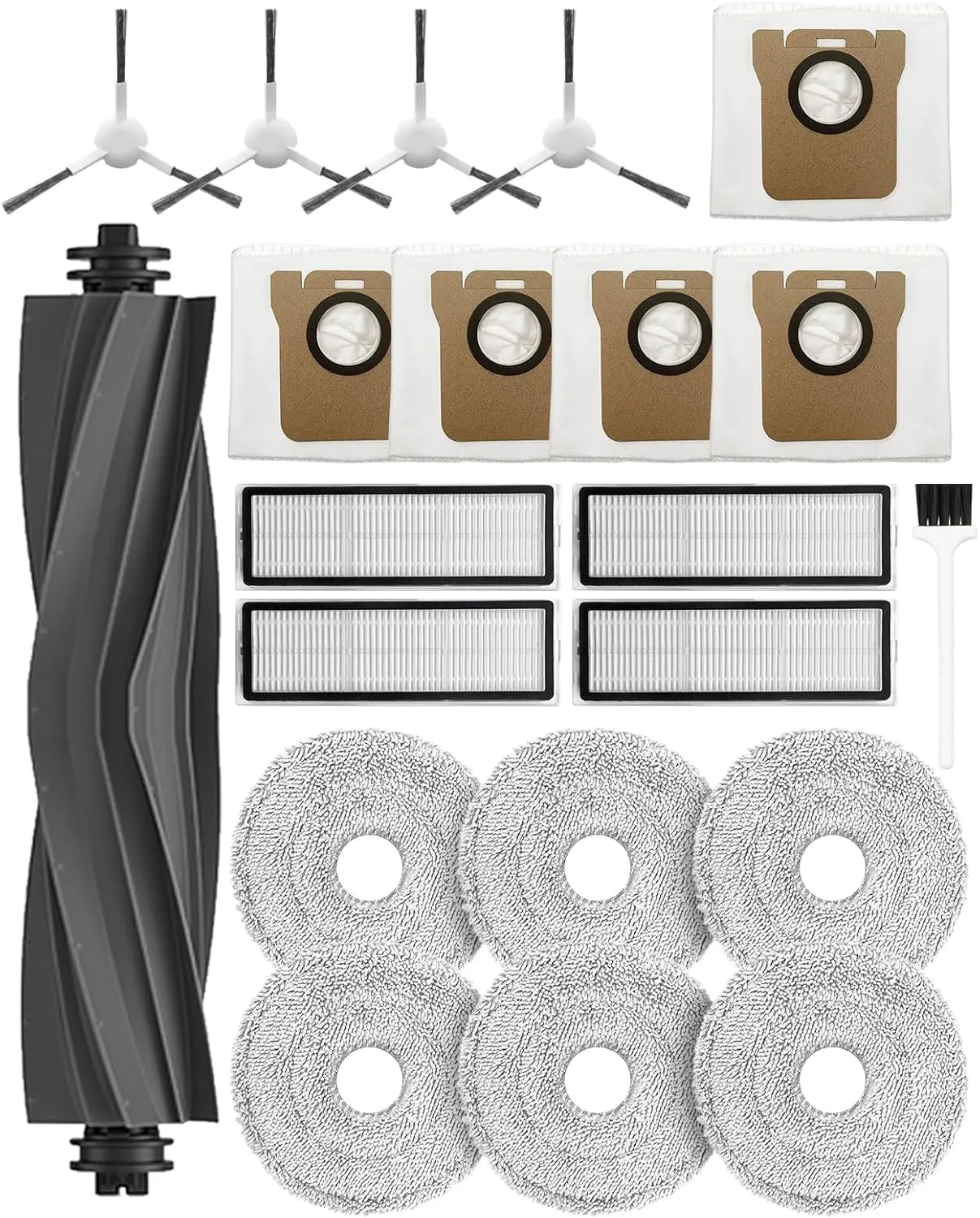 21 PCS Replacement Part for Dreame L10 Ultra /L10s ultra /L10s pro/ L10s Pro Gen 2/ L10 prime; Xiaomi X10 / X20  Vacuum Cleaner,1Rubber Main Brush,6Mop Pads, 5Dust Bag,4Filters