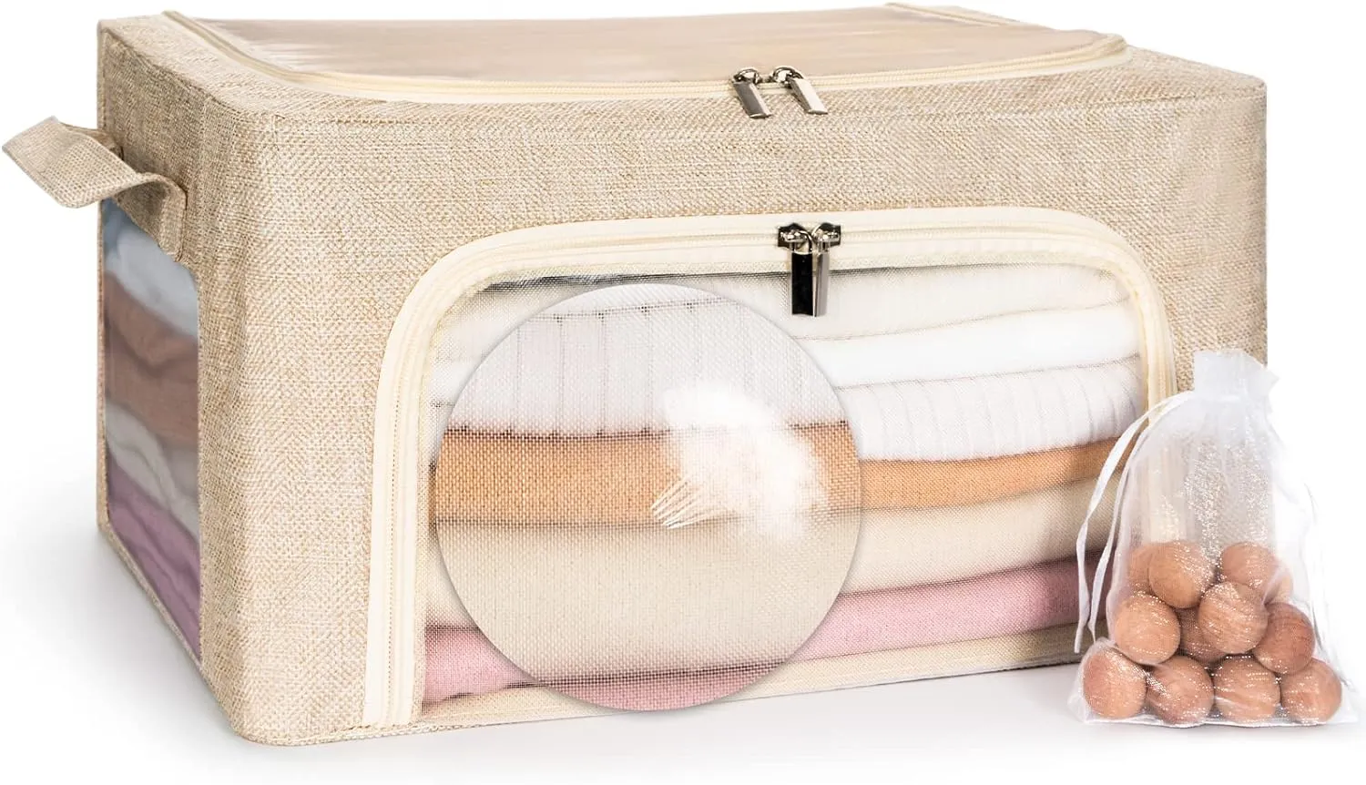 22L Cashmere Sweater Storage Bag with Natural Cedar Balls | BREATHABLE Cashmere Storage Bag Friendly for Knitwear Merino Wool/Knit Sweater for Closet Shelf Wool Clothes Garment Organizer Pouch
