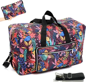 22" Foldable Large Travel Duffel Duffle Bag Sports Gym Tote Bag For Women Overnight Carryon Weekend Bag Shoulder Bag Water Resistant