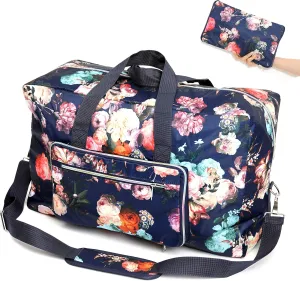 22" Foldable Large Travel Duffel Duffle Bag Sports Gym Tote Bag For Women Overnight Carryon Weekend Bag Shoulder Bag Water Resistant