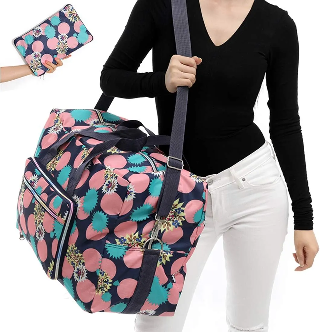 22" Foldable Large Travel Duffel Duffle Bag Sports Gym Tote Bag For Women Overnight Carryon Weekend Bag Shoulder Bag Water Resistant