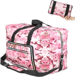 22" Foldable Large Travel Duffel Duffle Bag Sports Gym Tote Bag For Women Overnight Carryon Weekend Bag Shoulder Bag Water Resistant