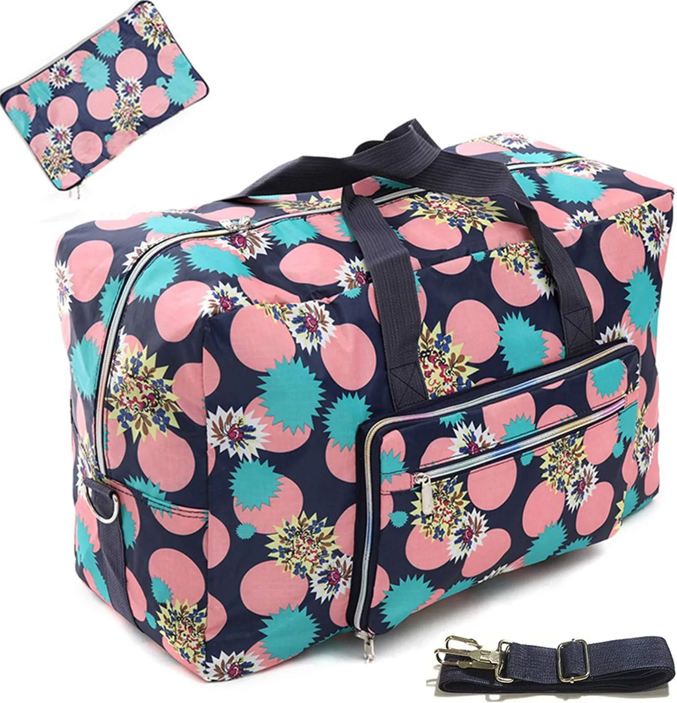 22" Foldable Large Travel Duffel Duffle Bag Sports Gym Tote Bag For Women Overnight Carryon Weekend Bag Shoulder Bag Water Resistant