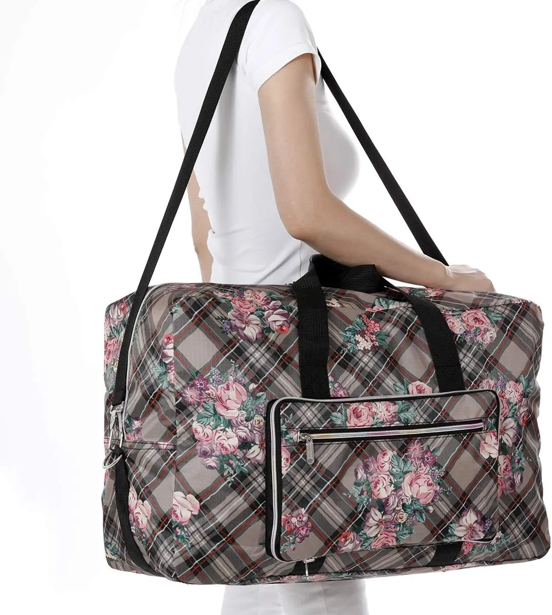 22" Foldable Large Travel Duffel Duffle Bag Sports Gym Tote Bag For Women Overnight Carryon Weekend Bag Shoulder Bag Water Resistant