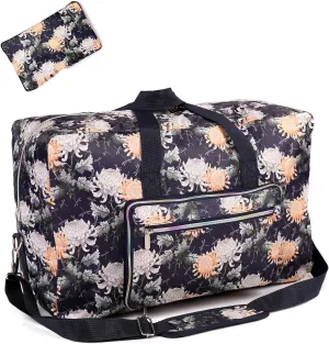 22" Foldable Large Travel Duffel Duffle Bag Sports Gym Tote Bag For Women Overnight Carryon Weekend Bag Shoulder Bag Water Resistant