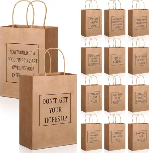 24 Pcs Funny Gag Gift Bags, Funny Snarky Gift Bag Set, Funny Birthday Gift Bags, Funny Wrapping Paper Bags, Thank You Gift Bags with Handles, Christmas Holiday Party Supplies Goodie Bags for Women Men
