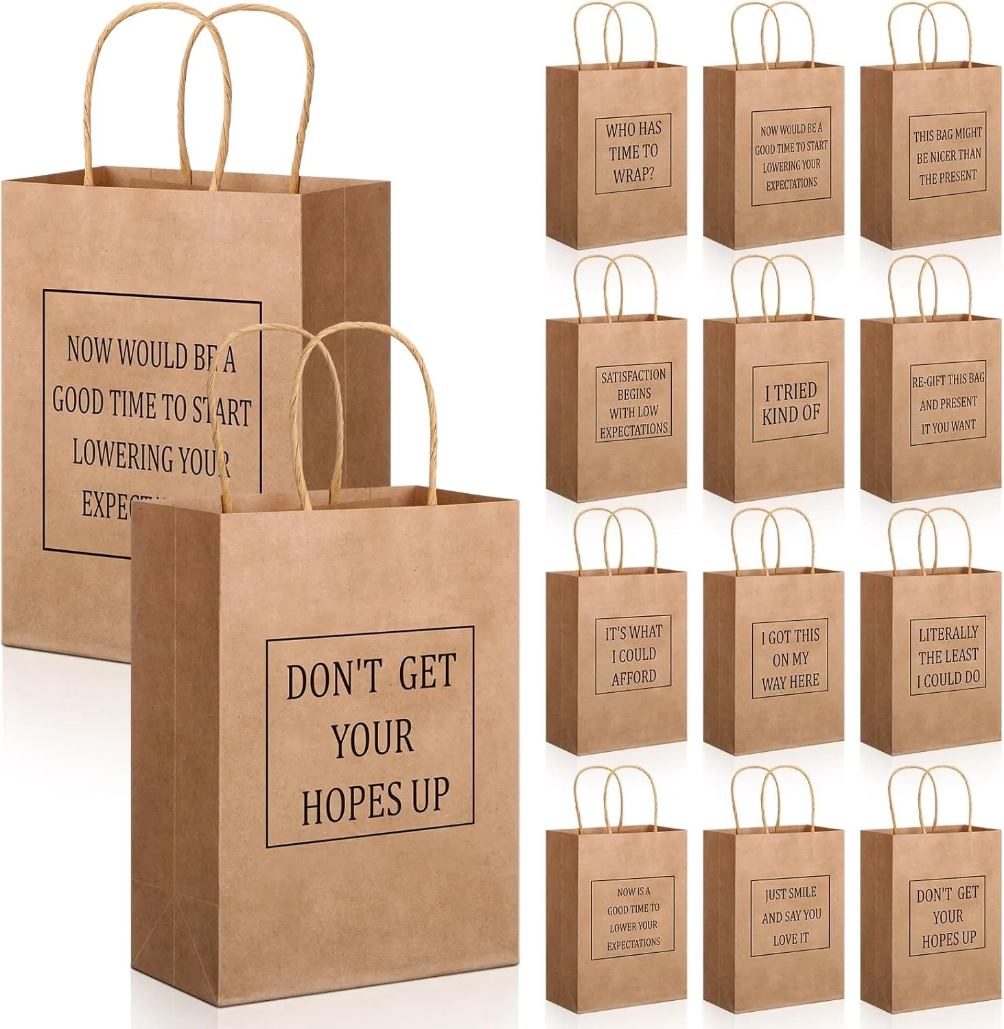 24 Pcs Funny Gag Gift Bags, Funny Snarky Gift Bag Set, Funny Birthday Gift Bags, Funny Wrapping Paper Bags, Thank You Gift Bags with Handles, Christmas Holiday Party Supplies Goodie Bags for Women Men