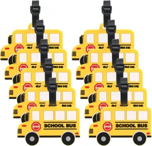 24 Pcs Yellow School Bus Luggage Tags Travel Suitcase Tags with Name ID Card Bag Tags for Luggage Tags Identifiers