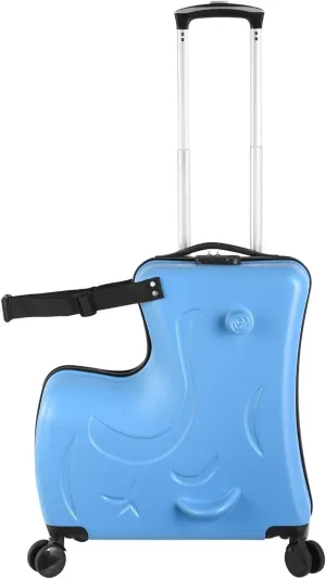 24" Ride Suitcase for Kids Aged 6-12, Carry Kids Luggage with Silent Wheels, Safety Belt, Combination Lock, Handlebars and Pedals, Equipped With Duffel Bag for Carry Luggage (blue)
