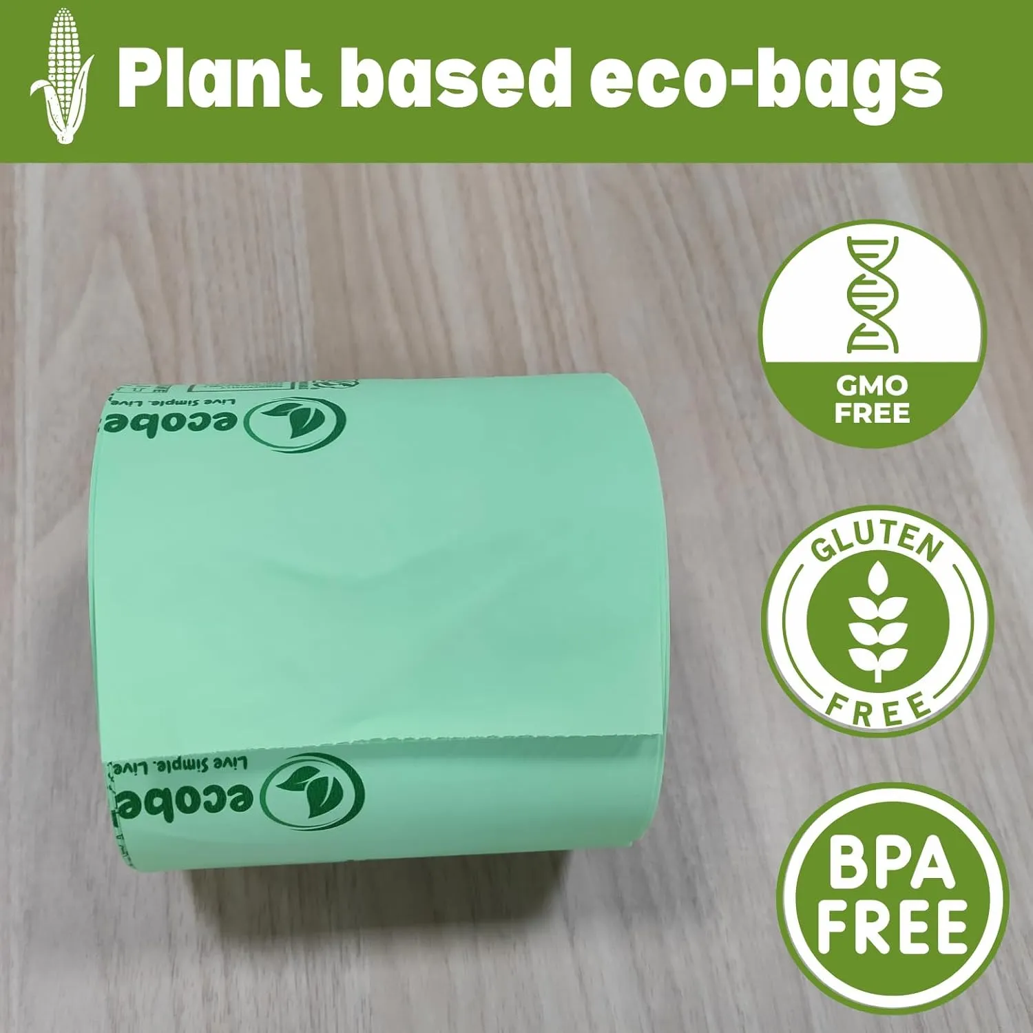 2.6 Gallon 100% Compostable Bags Flat Top (125 Bags) Small Disposable Compost Trash Bags Food Scrap Garbage Bags US BPI Certified TUV OK Compost Home Certified Meeting ASTM D6400 (125 ct.)