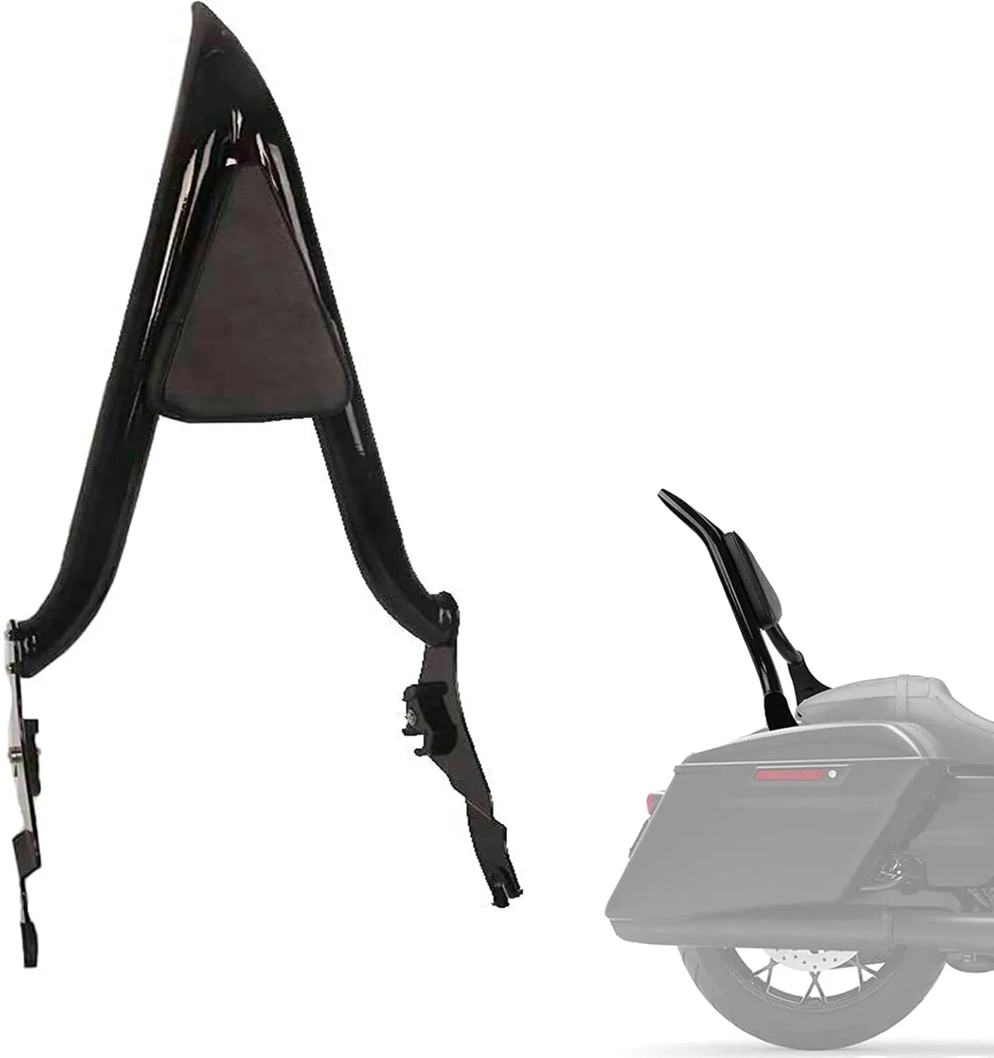 26" Height Black Sissy Bar, Detachable Passenger Backrest Rear Pad Compatible for Harley Davidson Touring Models 2009-2023 2024 Street Glide Road Glide Electra Glide Road King