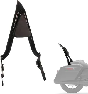 26" Height Black Sissy Bar, Detachable Passenger Backrest Rear Pad Compatible for Harley Davidson Touring Models 2009-2023 2024 Street Glide Road Glide Electra Glide Road King