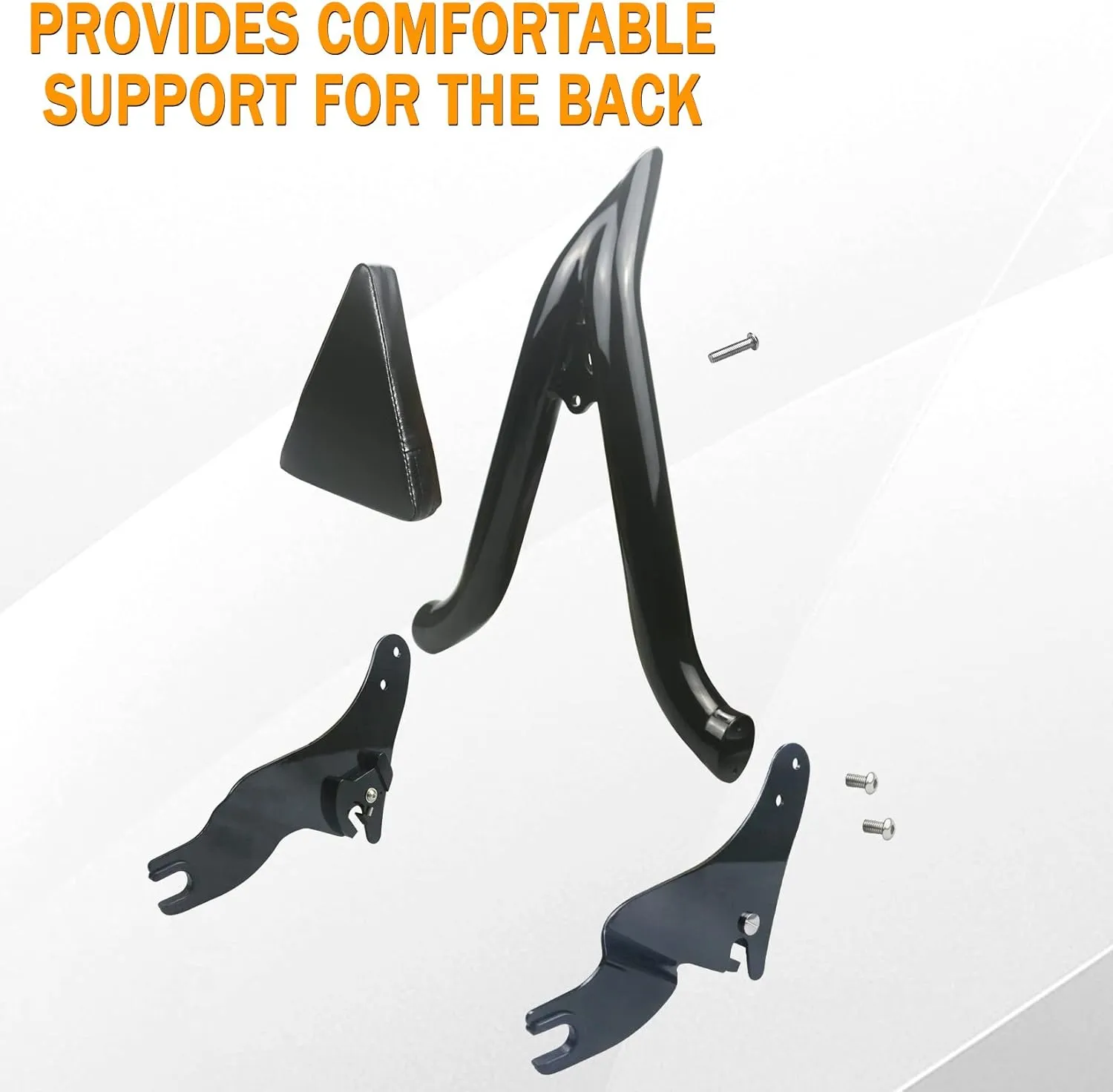 26" Height Black Sissy Bar, Detachable Passenger Backrest Rear Pad Compatible for Harley Davidson Touring Models 2009-2023 2024 Street Glide Road Glide Electra Glide Road King